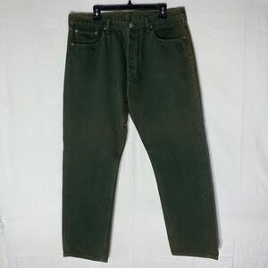 Vintage Levi’s 501 Distressed DIY Dyed Green Button Fly Straight Leg Jeans 38